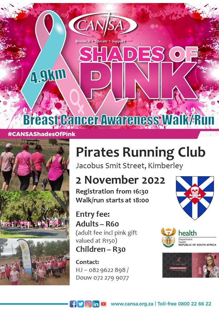 Cansa Shades Of Pink Breast Cancer Awareness Walkrun • Kimberley Portal 5448